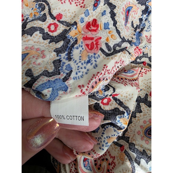 Runway Paris Womens Paisley Floral Cotton 3/4 Sleeve Henley Top Western Office - Picture 9 of 12